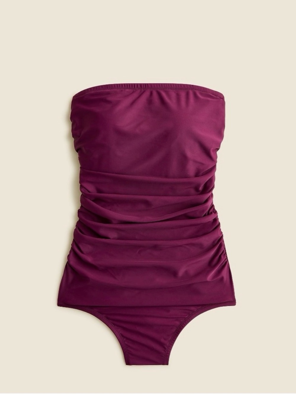 J. Crew Strapless Ruched One-Piece Swimsuit - Burgundy Plum